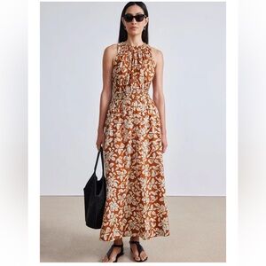 Apiece Apart Maxi Bali Dress in Brown and Cream, women’s size small NWT